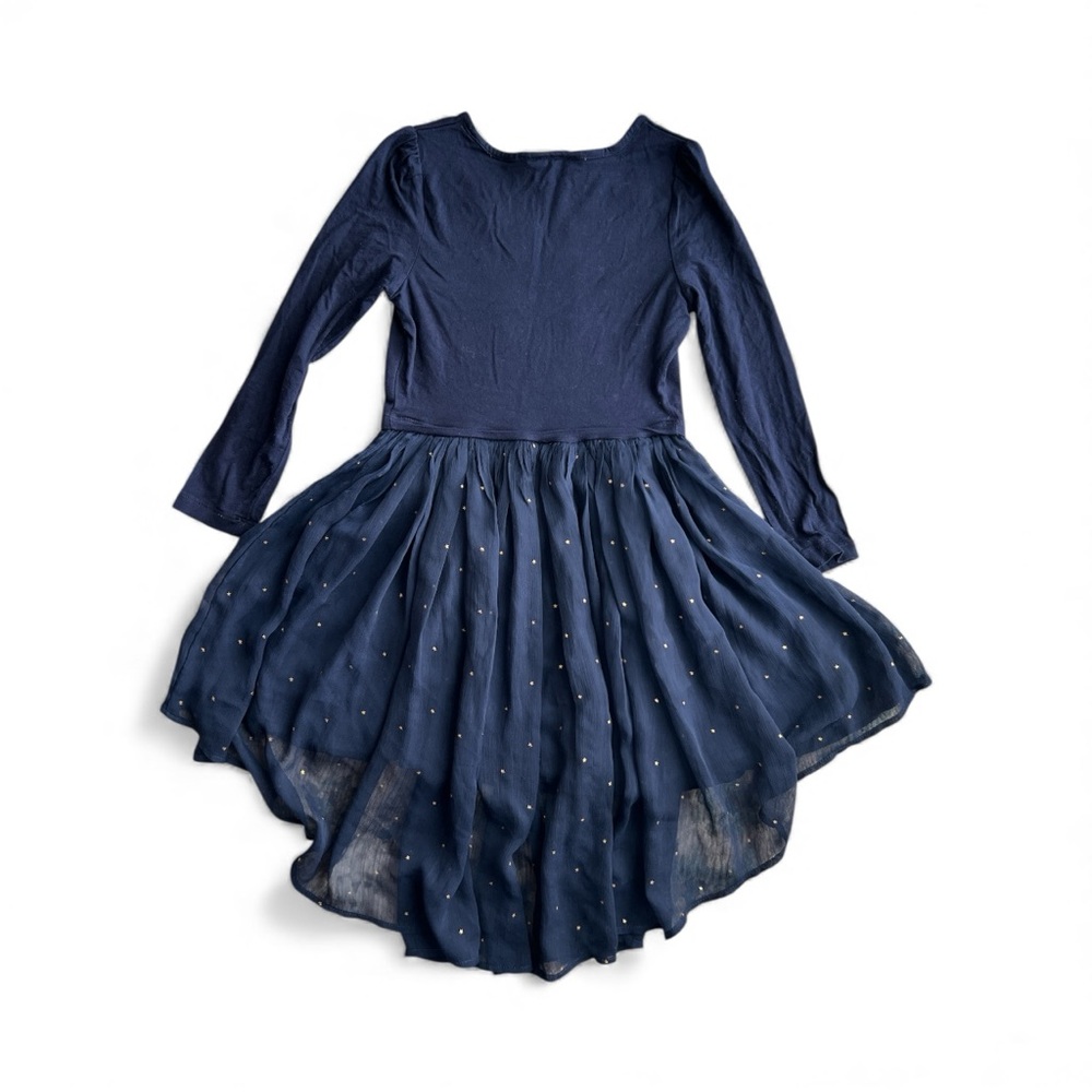 Monsoon Midnight Blue Floral Embroidered girls high low Dress Sz 5-6 years - Picture 5 of 7